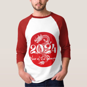 T-shirt 2024 année du dragon rouge blanc