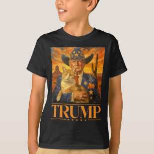 T-shirt 2024 Et Cat Western Cowboy Patriotic 4 juillet