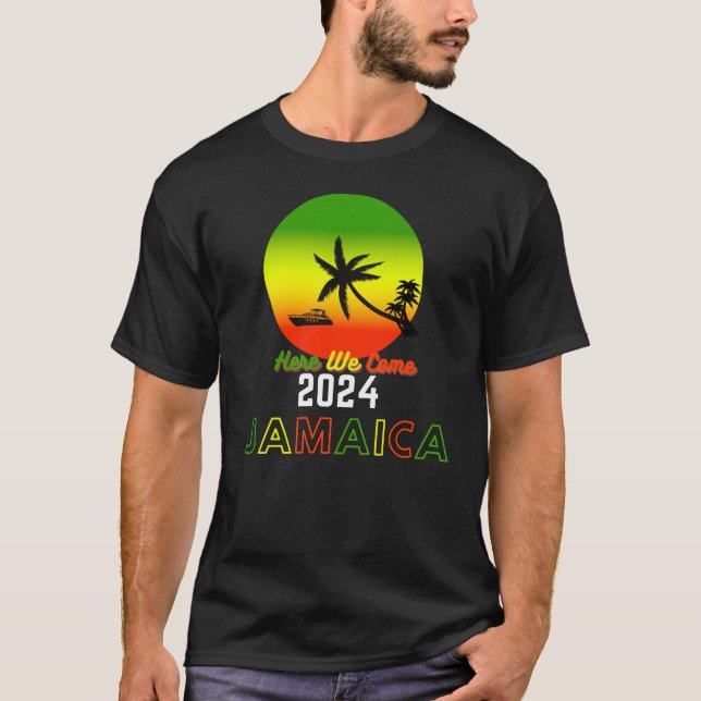 T-shirt 2024 Here We Come Jamaïque présente des images en  (Devant)