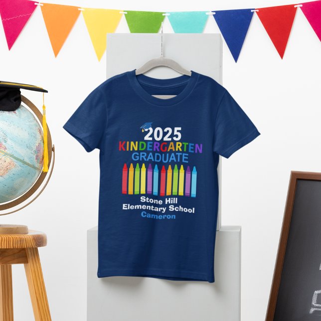T-shirt 2025 Maternelle Diplômée Personnalisée Blue Kids (Créateur téléchargé)