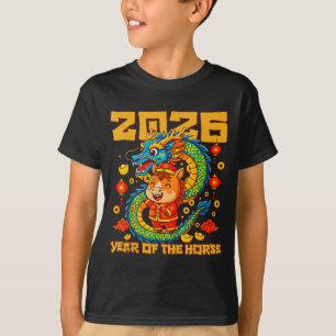 T-shirt 2026 Année Cheval Dragon Bonne Année Chinoise Nouv
