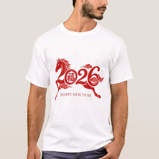 T-shirt 2026 Nouvel An Chinois Année du Cheval Graphi Roug