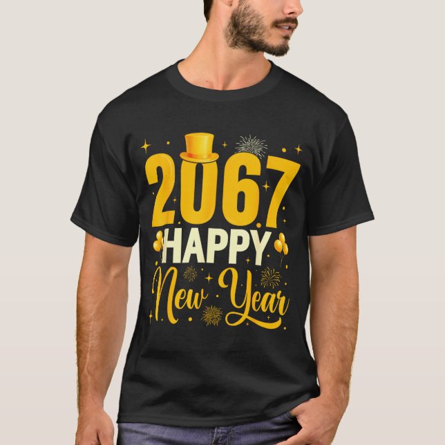 T-shirt 2067 Happy New Year Retro Funny 67 Six Seven Meme  (Devant)