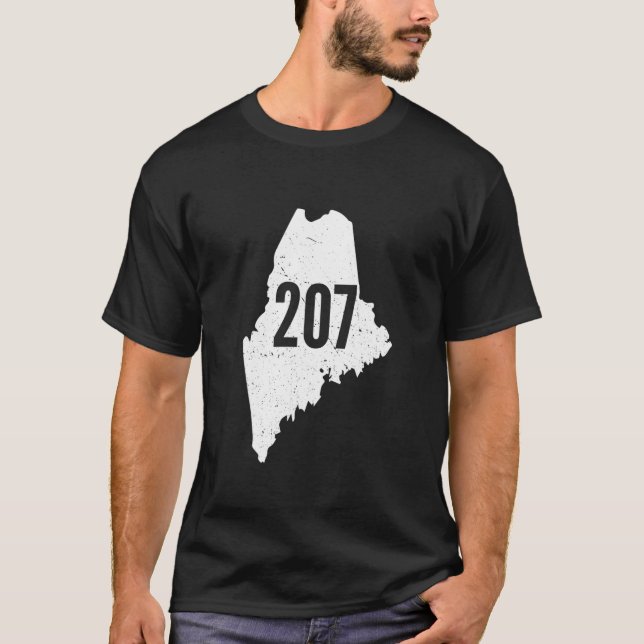 T-shirt 207 Maine State Area Code Outline Pride (Devant)