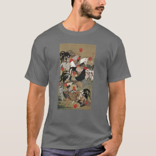 T-shirt 20. 群鶏図, troupeau de 若冲 des coqs, Jakuchu