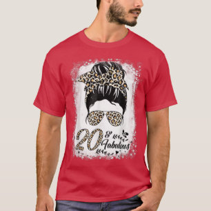 T-shirt 20 ans Old Fabulous Messy Bun Leopard 20th Birth