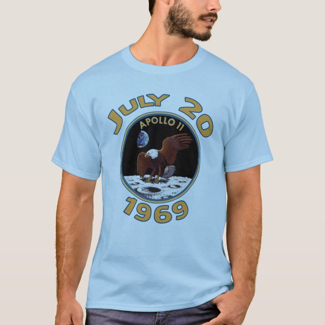 T-shirt 20 juillet 1969 mission d'Apollo 11 à la lune (Devant)