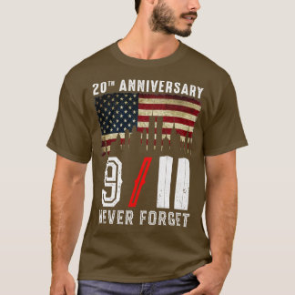 T-shirt 20e anniversaire 911 Jamais oublié 2001 2021