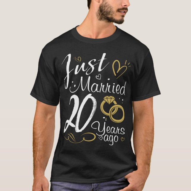T-shirt 20e anniversaire de Mariage. Marié il y a 20 ans (Devant)