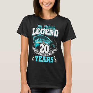 T-shirt 20e anniversaire pêche 20 ans vieux pêcheur 2003 2