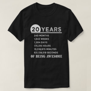 T-shirt 20ème Chemise d'anniversaire cadeaux