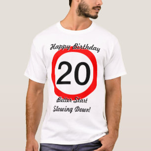 T-shirt 20ème Limitation de vitesse de panneau routier de