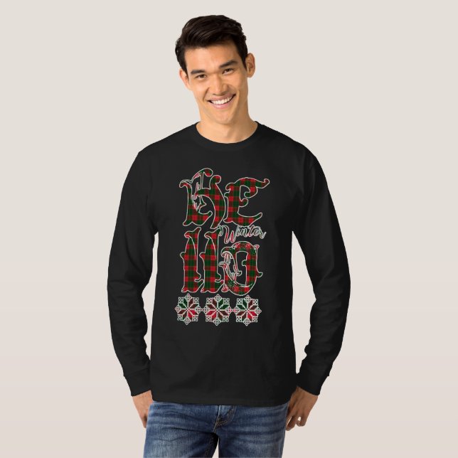T-shirt 20XX Bonjour Vacances d'hiver Motif écossais (Devant entier)
