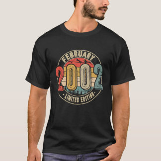 T-shirt 21 Ans Vintage Awesome Février 2002 21e Bi