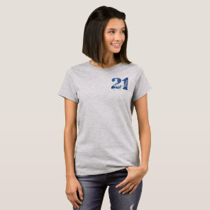 T-shirt 21 et juridique   Parties scintillant Blue Faux 21