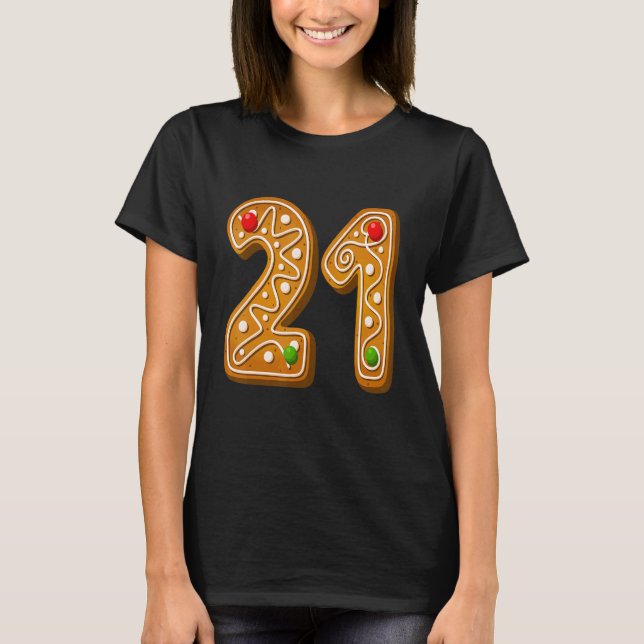 T-shirt 21 Numéro d'alphabet du cookie de Noël de la capit (Devant)