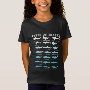 T-Shirt 21 types de requins biologie marine
