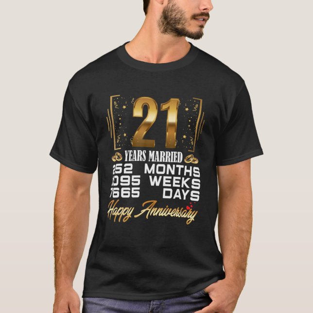 T-shirt 21 Years Married - Funny 21St Wedding Anniversary (Devant)