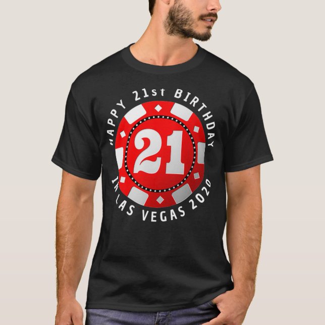 T-shirt 21e anniversaire à Las Vegas 2020 Poker Chip  (Devant)