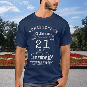 T-shirt 21e anniversaire Ajouter un nom Légende Bleue Lége