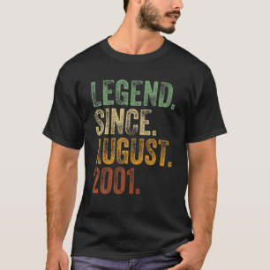 T-shirt 21E Anniversaire Août Né 21 Ans Légende Depuis 20