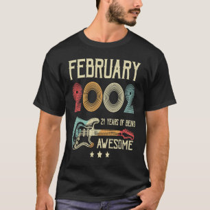 T-shirt 21e Anniversaire Guitare Rétro Février 2002 21 Ans