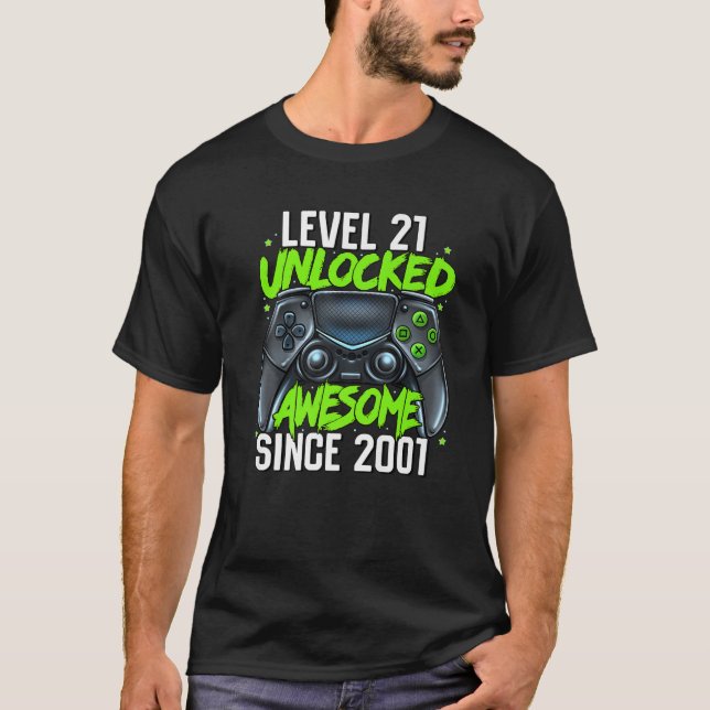 T-shirt 21E Anniversaire Jeu Niveau 21 Déverrouillé Awesom (Devant)