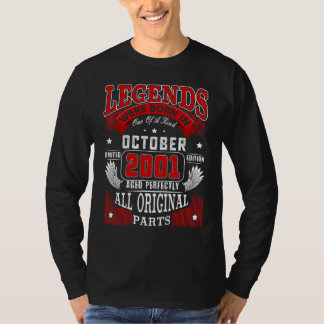 T-shirt 21E Anniversaire Légendes Né En Octobre 2001 21 An