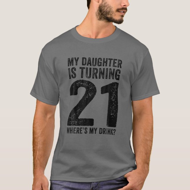 T-shirt 21E Anniversaire Papa Maman Famille de fille de 21 (Devant)