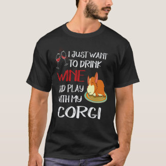 T-shirt 22 Je veux juste boire du vin Corgi