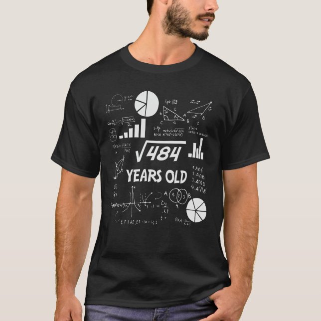 T-shirt 22e anniversaire Carré mathématiques racine 22 ans (Devant)