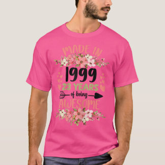 T-shirt 23 ans 23e anniversaire Né en 1999 Femme Fille