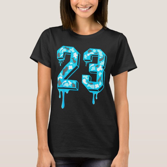 T-shirt 23 Drip Camo Gamma Blue Matching  (Devant)