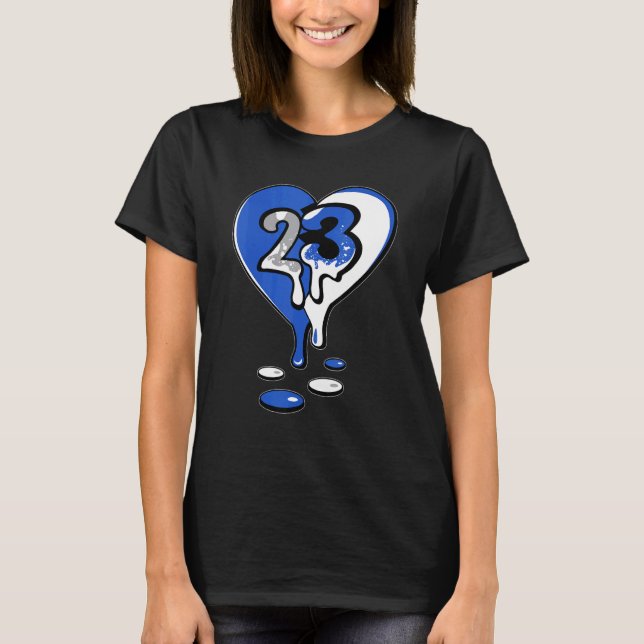 T-shirt 23 Drip Heart Retro Stealth 5s Matching (Devant)