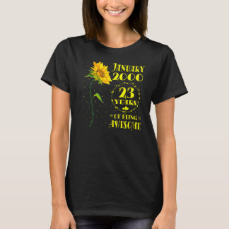 T-shirt 23e anniversaire 23 ans Vieux tournesol Né janvier