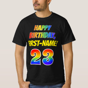 T-shirt 23e anniversaire — Bold, Fun, Rainbow 23, Nom pers