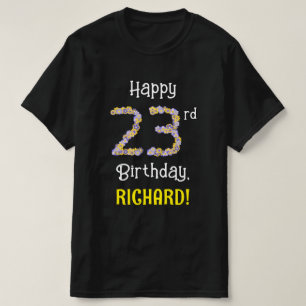 T-shirt 23e anniversaire : Fleurs florales Numéro "23" + N