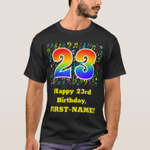 T-shirt 23e anniversaire : Symboles de musique colorée, A