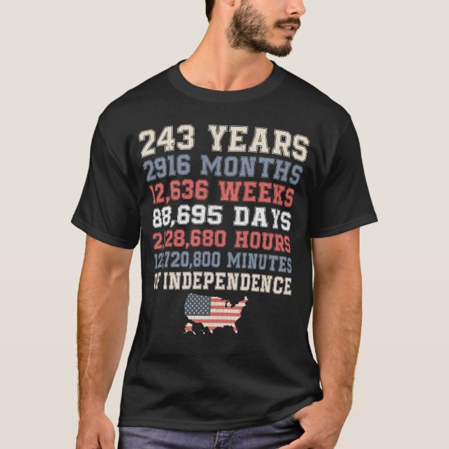 T-shirt 243 ans d'indépendance 4 juillet (Devant)
