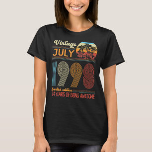 T-shirt 24 ans Vintage juillet 1998 24e Anniversaire