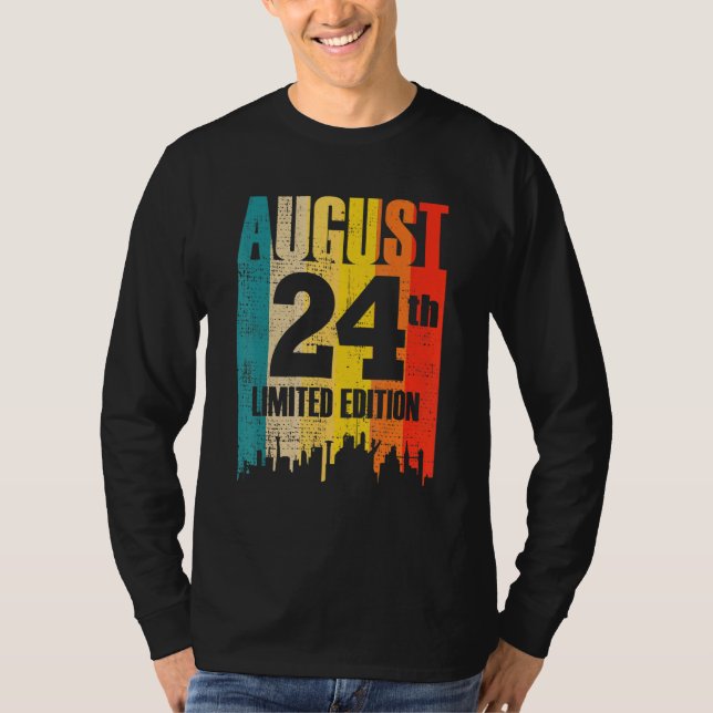 T-shirt 24 août Édition limitée Mois 8 24e jour Retro V (Devant)