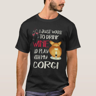 T-shirt 24 Je veux juste boire du vin Corgi