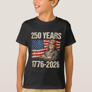 T-shirt 250 Ans De Liberté Ben Franklin Drapeau Américain