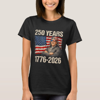 T-shirt 250 Ans De Liberté Ben Franklin Drapeau Américain