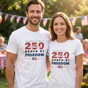 T-shirt 250 Ans de Liberté Nom de Famille Personnalisé
