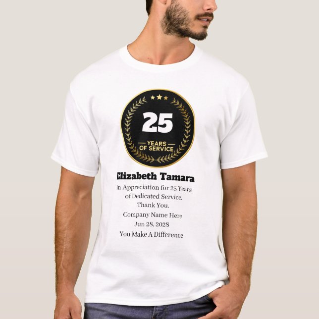 T-shirt 25 Anniversaire du travail | Appréciation des empl (Devant)