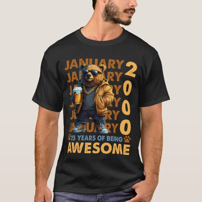 T-shirt 25 Ans Awesome Cool Ours Depuis Janvier 2000 (Devant)