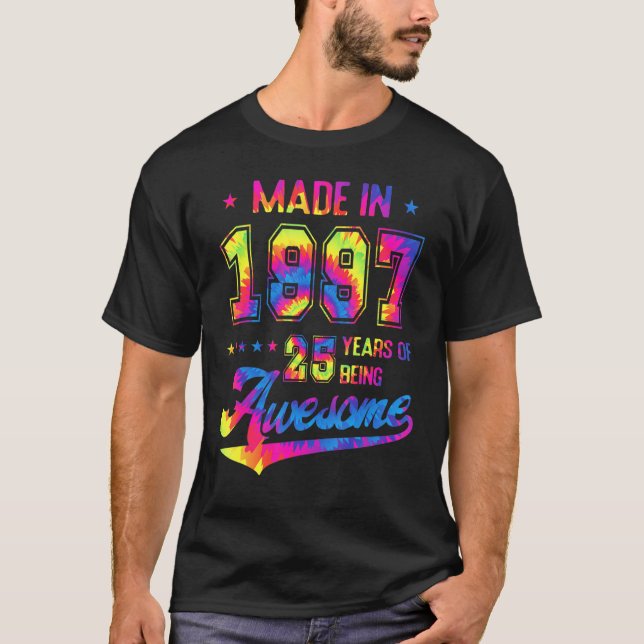 T-shirt 25 ans  Né en 1997 Tie Dye 25e anniversaire Aw (Devant)