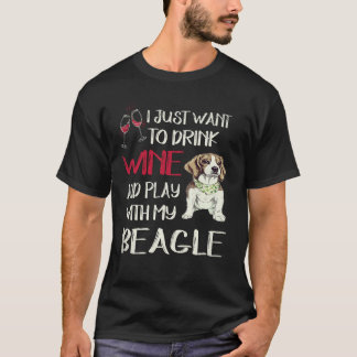 T-shirt 25 Boire du vin et jouer avec mon beagle