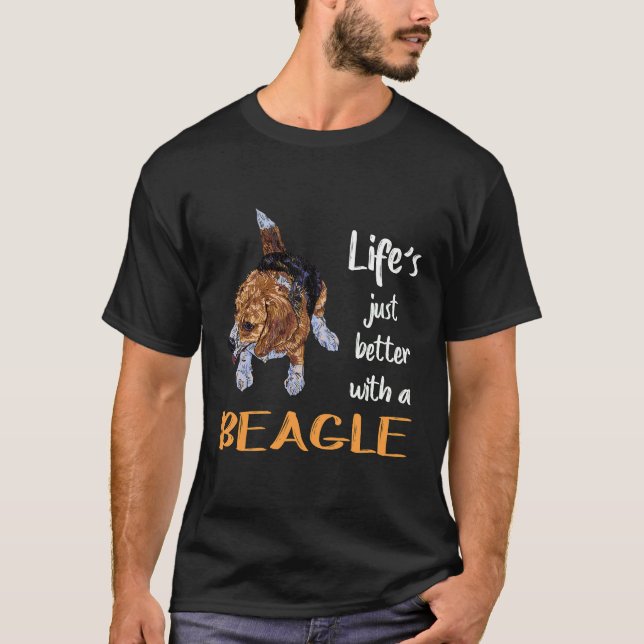 T-shirt 25 Vie Juste Mieux Avec Un Beagle (Devant)